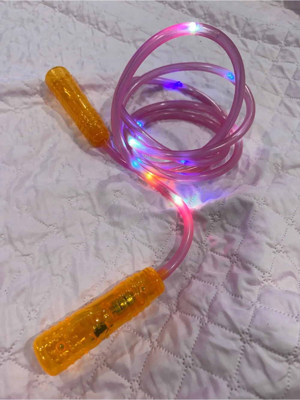 LED Light-Up Pink Jump Rope with Orange Handles